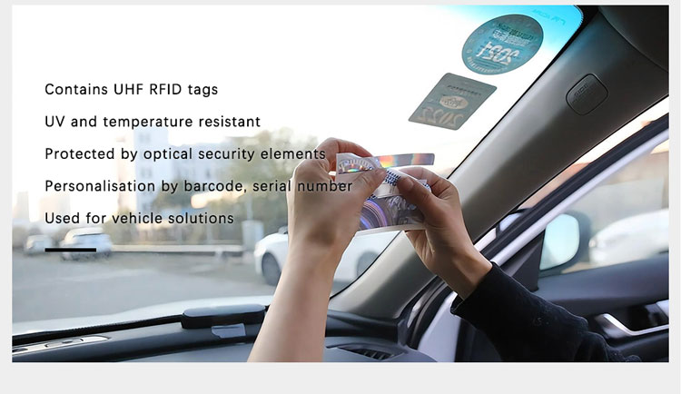 rfid car windshield sticker, stick to the vehicle glassl surface