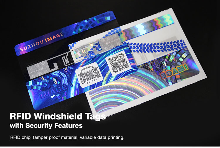 uhf rfid windshield tag with holographic security features