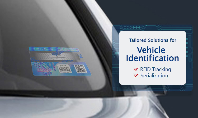 vehicle identification label with RFID tracking, stick to car windshield