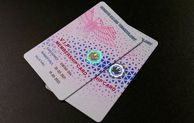 VIP membership cards with optical security pattern