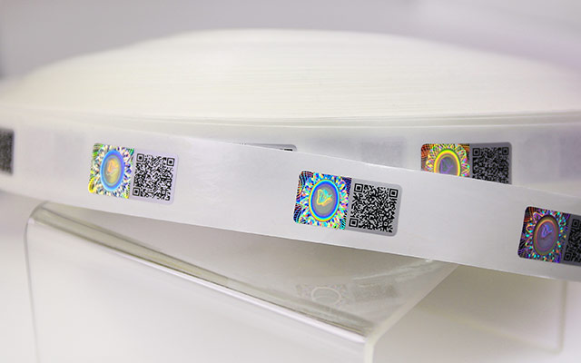 optical anti counterfeit labels with unique design and printed QR codes