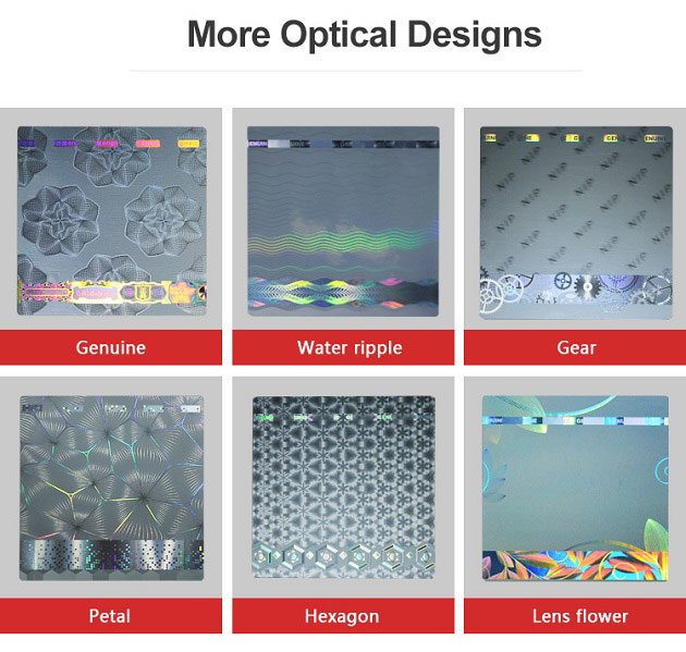 six generic optical sticker texture designs