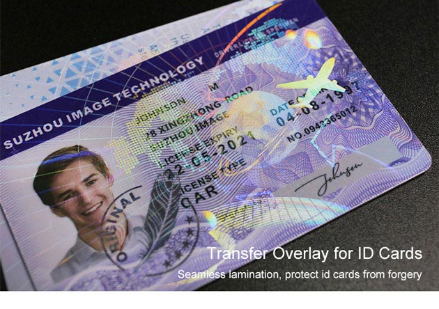 holographic security transfer overlays for ID cards