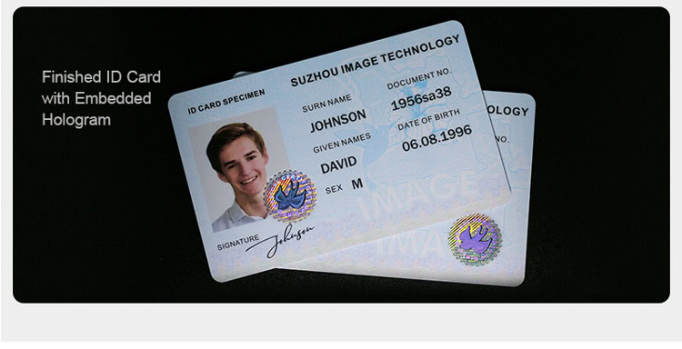 Finished printed id cards with embedded hologram