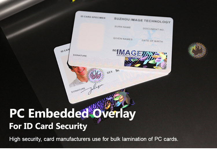 PC embedded laminate overlay for ID card protection