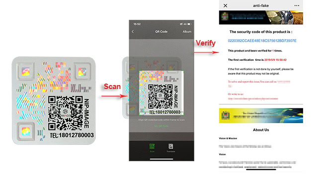 SZIMAGE holographic QR code stickers for security authentication