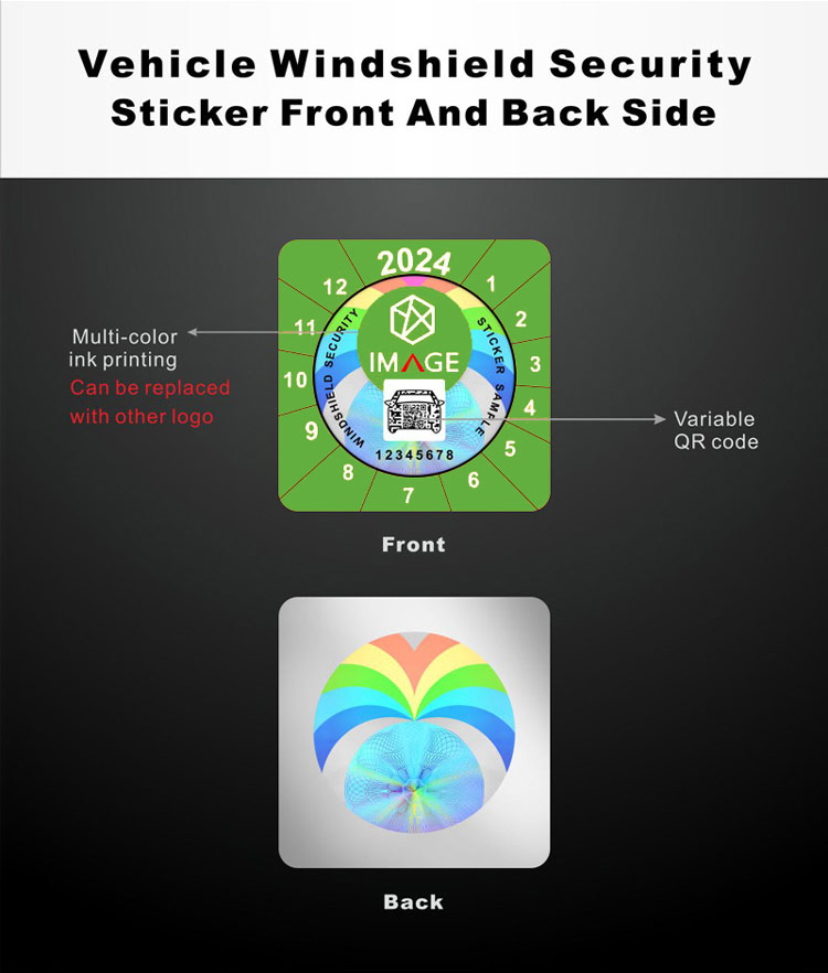 front and back side of vehicle windscreen insurance label