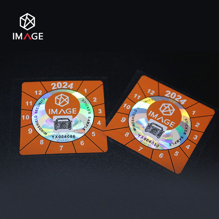 vehicle road tax label with holographic and security printing elements