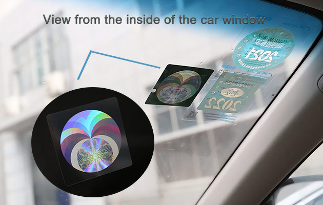 view the car windscreen insurance label from the inside of the vehicle