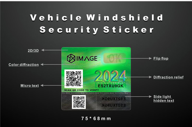 holographic vehicle mechanical inspection label with comprehensive security features