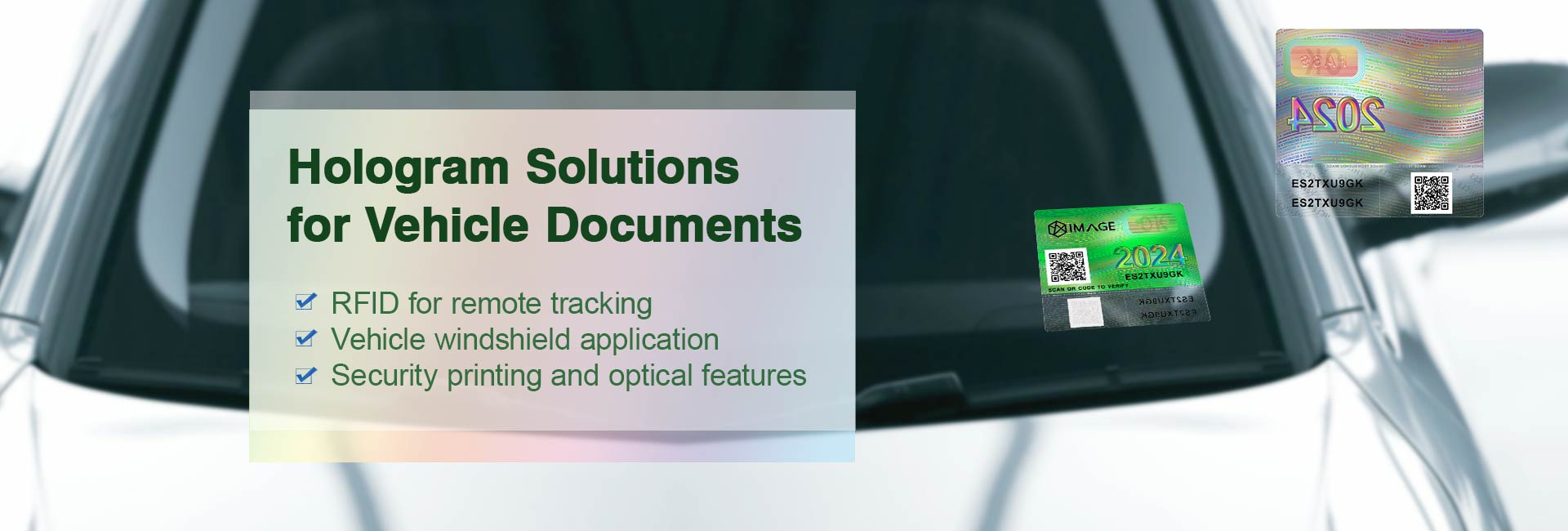 SZIMAGE optical hologram security solutions for vehicle windshield application