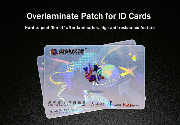 holographic overlaminate patch for cr80 id cards protection