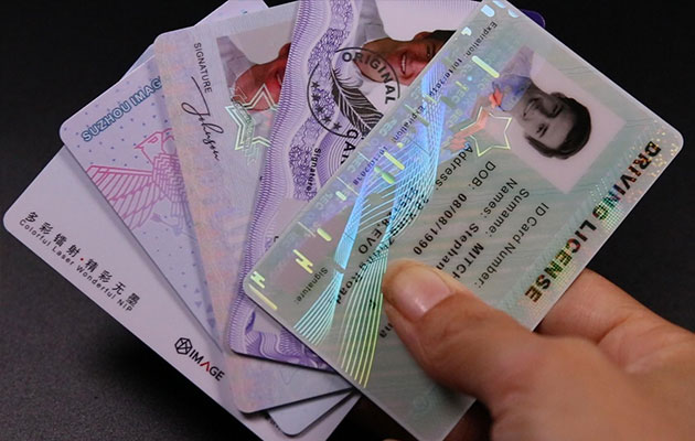 Various PVC cards with optical security lamination