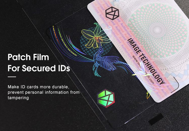 hummingbird optical patch film for secured id cards