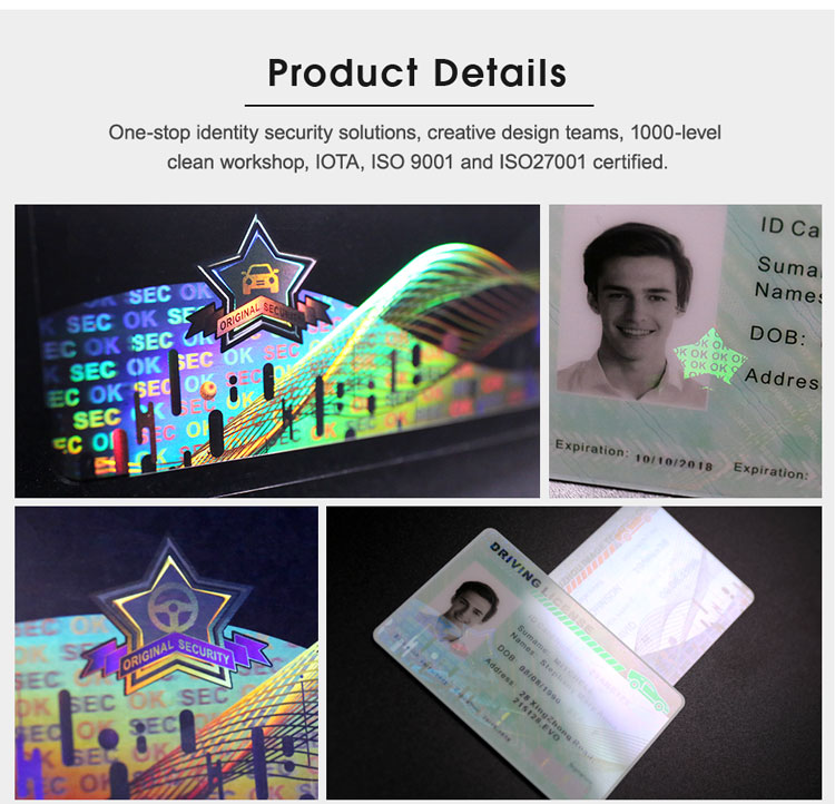 pentagram laminate patch for driving license application with multiple security features