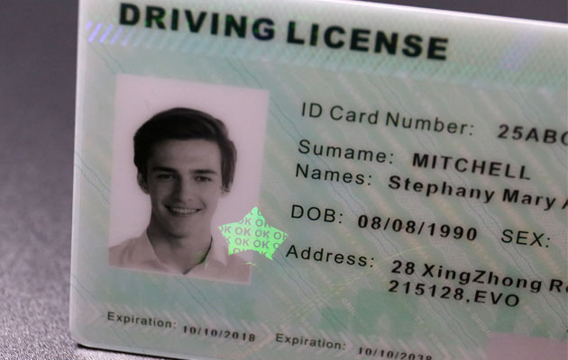 hidden color technology for id card security, hidden text is visible under side lighting