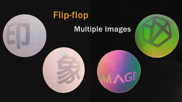 flip-flop hologram label, present multiple images at the same position