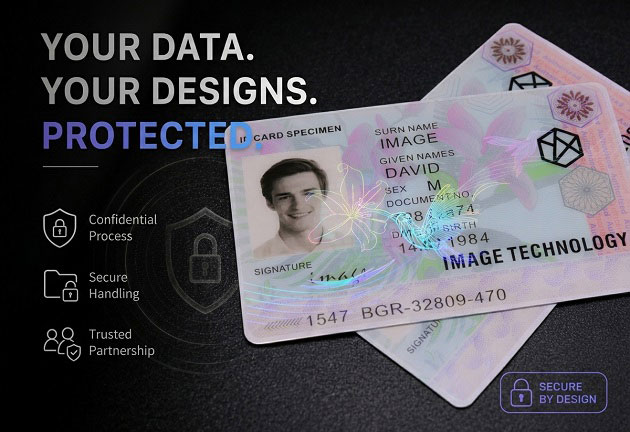 PVC cards protected by holographic ID overlays with pre-printed artwork and personalized printing
