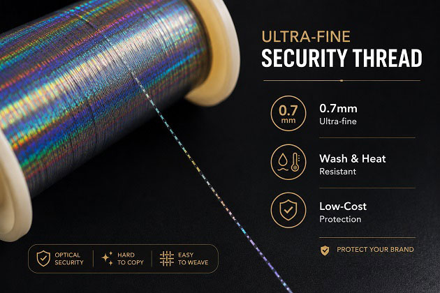 Washable optical security threads for woven labels, offer cost-effective brand protection