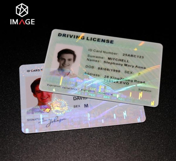 PVC card with pentagram pattern holographic laminate patch PVC card with pentagram pattern holographic laminate patch