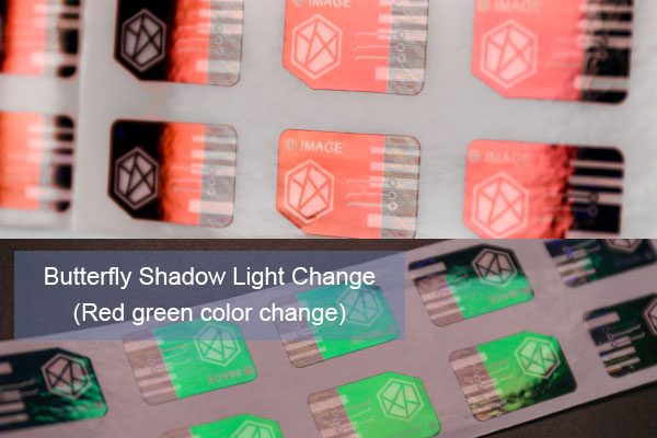 anti-counterfeit sticker with butterfly shadow light change technology
